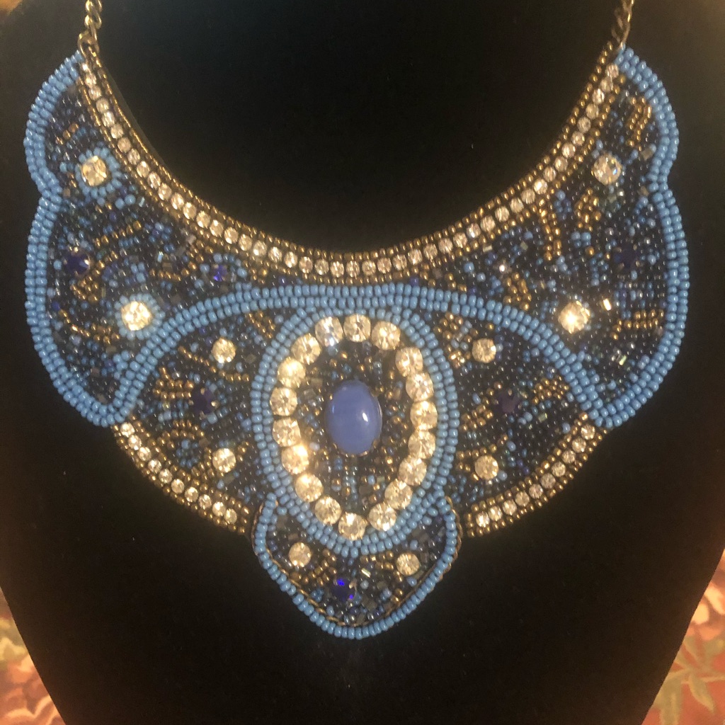 Stephan & Co Blue Beaded Statement Necklace Nwt
